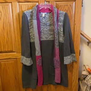 Style & Co. Sweater dress w/ removable button on scarf